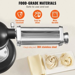 Accesorio de Pasta para Batidora de Pie KitchenAid, Accesorio de Rodillo de Hoja de Pasta de Acero Inoxidable, Máquina de Hacer Pasta con 8 Niveles de Grosor Ajustables, Accesorio de Pasta Kitchen...