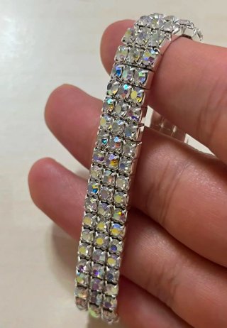 Pulsera Ajustable 3 Filas Circonitas Cristales