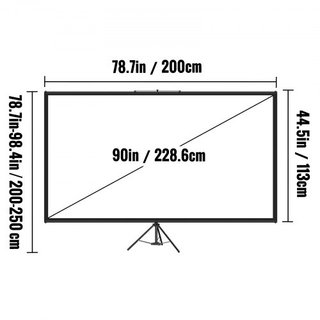 Pantalla de Proyector Tripode con Soporte de 90 pulgadas 16:9 Pantalla de Proyección 4K HD Soporte Ajustable en Altura Pantalla Portátil para Proyector Interior y Exterior para Películas, Cine en ...