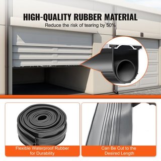 Sellos de Puerta de Garaje de Caucho Inferior, Forma U + O Ring Sello de Clima Inferior de Puerta de Garaje con Kit de Retenedor de Pista de Aluminio Pre-perforado, 4.88 m 8 mm T-ends y 9.5 cm de ...
