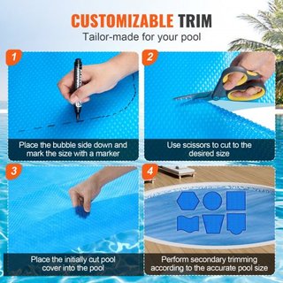 Cubierta Solar para Piscina, Manta Solar Redonda de Φ10 pies para Piscinas, Cubierta Solar para Piscina Inground y Above Ground, Cubiertas Solares de 15 mil Azul