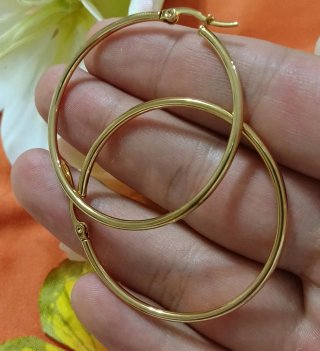 Precioso Aros Dorados Lisos 45mm Acero 316L