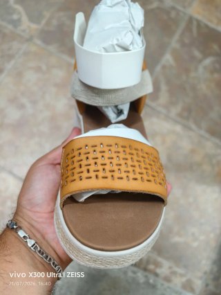 Sandalias Skechers Mujer Cuña Marrón/Blanco