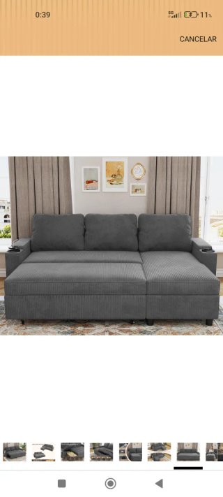 Sofá Cama Gris con Chaise Longue NUEVO!!!!!