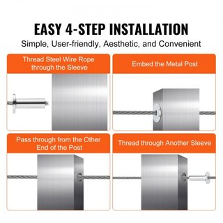 121 Paquete de Manguitos Protectores de Acero Inoxidable T316 para Cable de Alambre de 3.2mm, Barandilla DIY T316 Grado Marino, Viene con una Broca Gratis, Plata