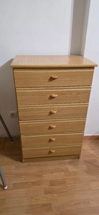 Cómoda Cajonera Madera Clara 6 Cajones