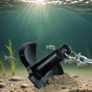 Ancla de Río, Ancla de Barco de 12 LBS de Hierro Fundido Recubierto de Vinilo Negro con Grillete, Ancla de Grado Marino en Forma de Hongo para Barcos de Hasta 10 pies, Impresionante Poder de Sujec...
