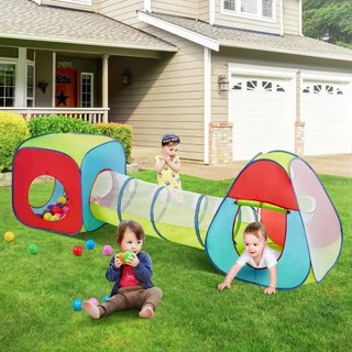 Tienda de Juego 3 en 1 para Niños con Túnel para Niños, Niñas, Bebés y Niños Pequeños, Casa de Juego Plegable para Interior/Exterior con Bolsa de Transporte y Correas de Sujeción como Regalos de C...