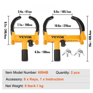 Bloqueo de Rueda, 2 Paquetes de Bloqueo de Pinza de Rueda Universal, Bloqueo de Remolque Antirrobo Ajustable, Bloqueo de Rueda de Acero de Alta Resistencia para ATV RV SUV Coche Carrito de Golf Ba...