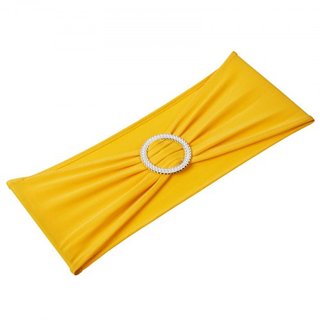 Fajas de Silla de Spandex Elástico, Funda de Silla y Faja de Silla Elástica con Hebilla Redonda, Bandas de Silla Elásticas, Decoración de Sillas para Bodas, Fiestas, Banquetes (50 PCS Amarillo Dorado)