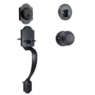 Juego de Manija y Cerradura de Puerta Frontal, Juego de Cerradura de Puerta Frontal con Perilla Interior, Manija de Cilindro Único con Espaciado de Agujeros Ajustable, para Entrada Derecha e Izqui...