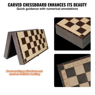 Gioco di Scacchi Magnetico in Legno, Set di Scacchi da 12 Pollici, Set di Scacchi per Principianti con 2 Regine Extra, Scacchiera Pieghevole con Pezzi Scacchistici, Spazi di Archiviazione...