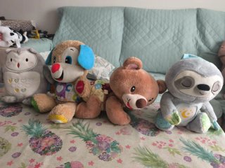 Lote Peluches Bebé: Oso, Perro, Perezoso, Búho