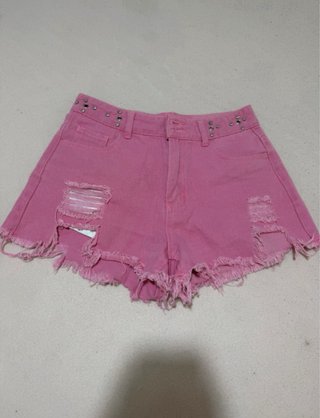 Shorts vaqueros rosas desgastados