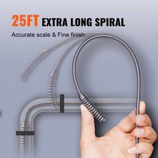 Desatascador de Drenaje 762 cm, Serpiente de Fontanería con Alimentación Automática, Serpiente de Fontanero con Accesorio para Taladro, Removedor de Atascos de Drenaje para Cocina, Baño, Ducha, Fr...