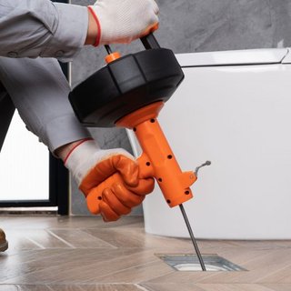 Desatascador de Drenaje 762 cm, Serpiente de Fontanería con Alimentación Automática, Serpiente de Fontanero con Accesorio para Taladro, Removedor de Atascos de Drenaje para Cocina, Baño, Ducha, Fr...