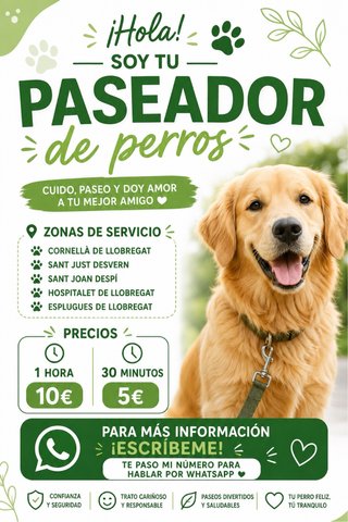 Soy tu Paseador se Perros (cuidador de 18 años)