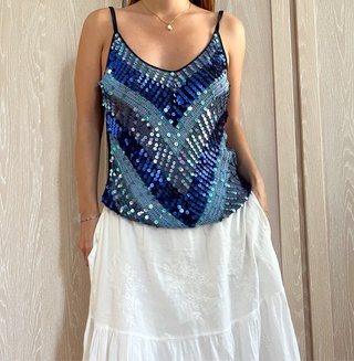 Top Lentejuelas azul Dorothy Perkins