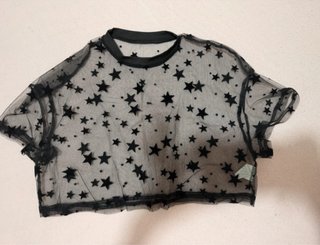 Top transparente negro estrellas