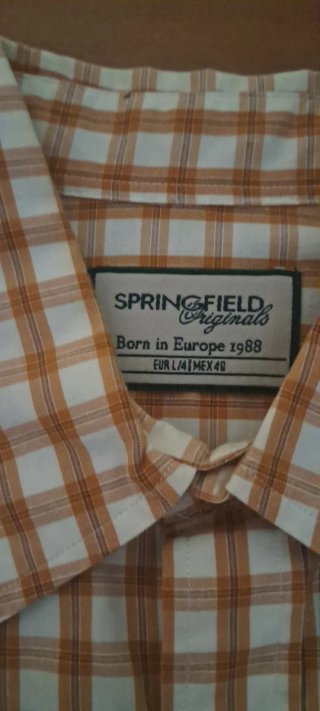 Camisa Springfield hombre cuadros naranja Talla L