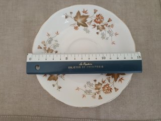 Servicio de té de porcelana con detalles dorados