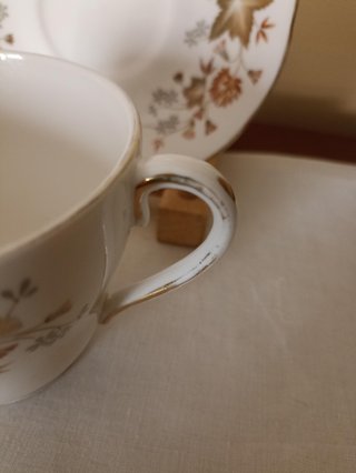 Servicio de té de porcelana con detalles dorados