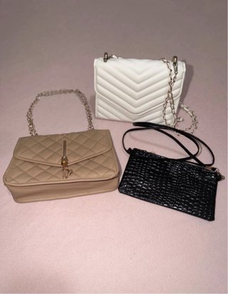 Lote 3 Carteras: Beige, Negra y Blanca