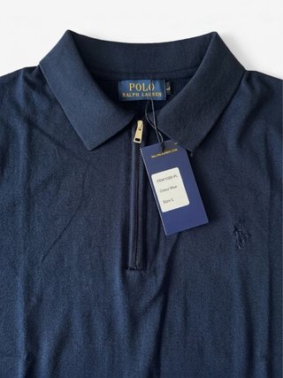 Maglietta Polo Ralph Lauren blu zip uomo
