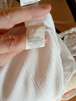 Top blanco con encaje talla L