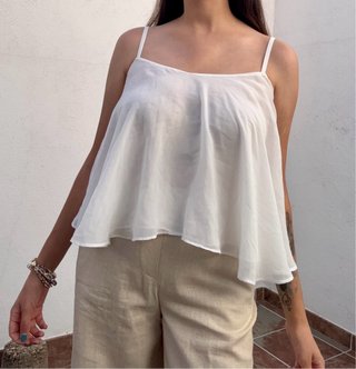 Top blanco de tirantes finos talla M Zara