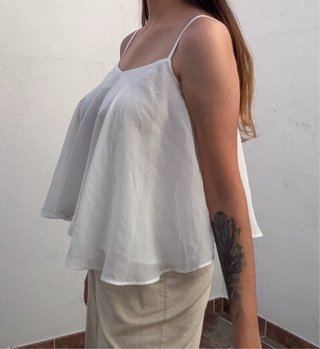 Top blanco de tirantes finos talla M Zara