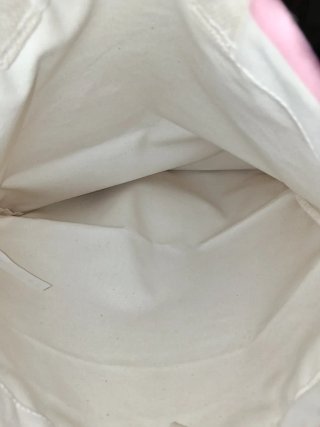 Mochila de rayas rosa y blanco