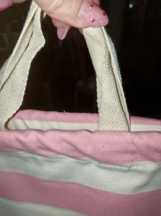 Mochila de rayas rosa y blanco