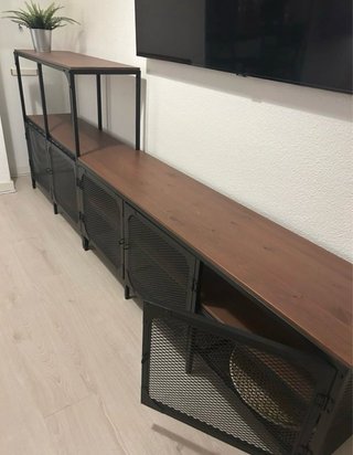 Muebles salón TV metal y madera vintage
