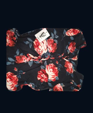 Vestido VIBE flores rojas negro Talla L