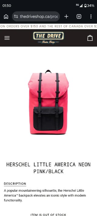 Mochila Herschel Little America Rosado Raro