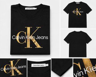 Camiseta Calvin Klein Jeans Negra Logo Dorado Tall