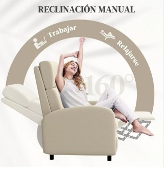 2 Poltrone Relax Manuali Beige Chiaro NUOVE