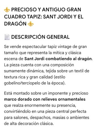 Cuadro antiguo Precioso y Antiguo tapiz Sant Jordi