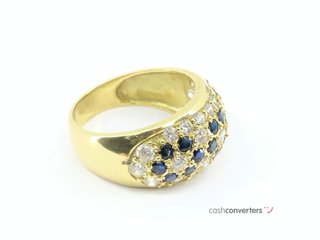 anillo oro 18k con piedra con zafiro,circonita