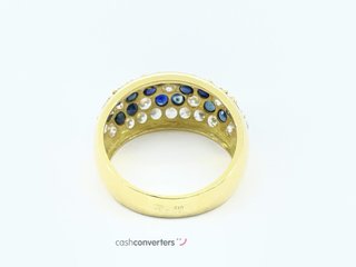 anillo oro 18k con piedra con zafiro,circonita