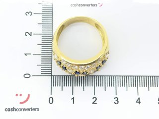 anillo oro 18k con piedra con zafiro,circonita