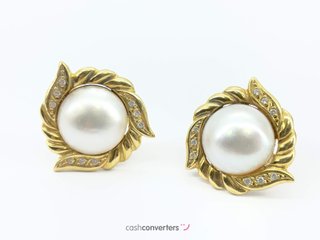 pendientes oro 18k con piedra con perla,circonita