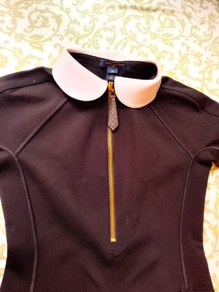 Vestido Louis Vuitton Negro Cuello Peter Pan Talla