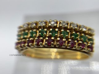 anillo oro 18k con piedra con diamante,esmeralda,rubi