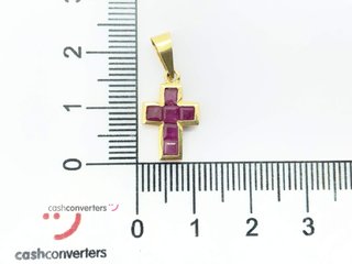 crucifijo oro 18k con piedra con rubi