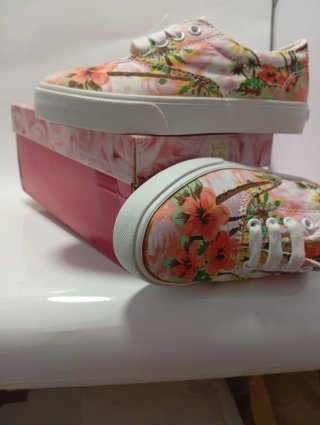 Scarpe bimba Lelli Kelly nuove tela floreale lacci