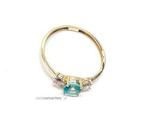 anillo oro 18k con piedra con circonita,topacio t. 16 (17,84 mm)