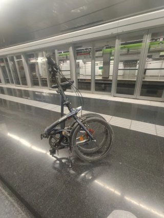 Bicicleta plegable BTWIN negra