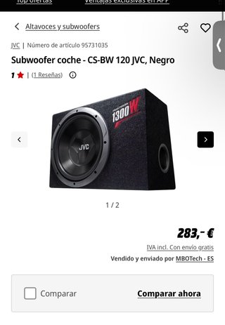 Subwoofer JVC 12 1300W Peak Power